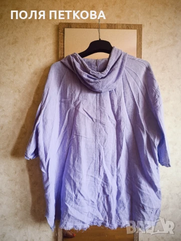 Лилава риза връхно лен, снимка 6 - Ризи - 50847858