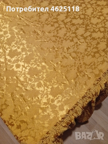 Покривка златиста с драперии за легло/спалня 1.40/2м, снимка 3 - Покривки за легло - 52617902