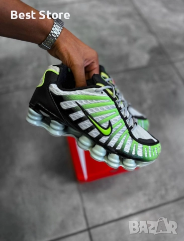 Nike Shox TL - Сиво, Черно и Неоново Зелено Мъжки Маратонки 40-45 Номер , снимка 4 - Маратонки - 52732444