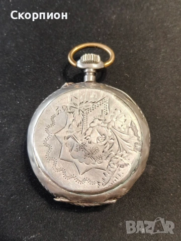 Швейцарски СРЕБЪРЕН джобен часовник 1900г. - 10 РУБИНА - ПРОМОЦИЯ, снимка 4 - Джобни - 51648205