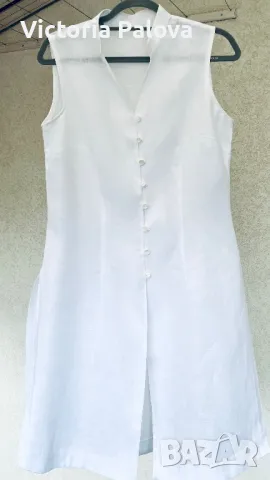 Скъпа ленена рокля-елек, снимка 3 - Рокли - 49794830