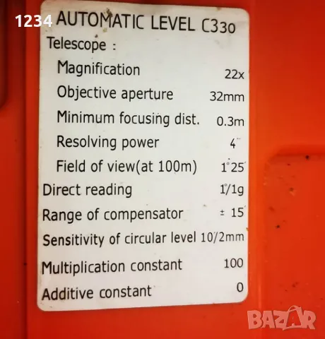 Японски оптичен автоматичен нивелир SOKKIA C330, снимка 10 - Други инструменти - 48833642