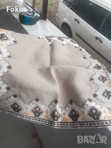 Старо българско каре ленена панама ръчно бродирано, снимка 2 - Антикварни и старинни предмети - 53329664