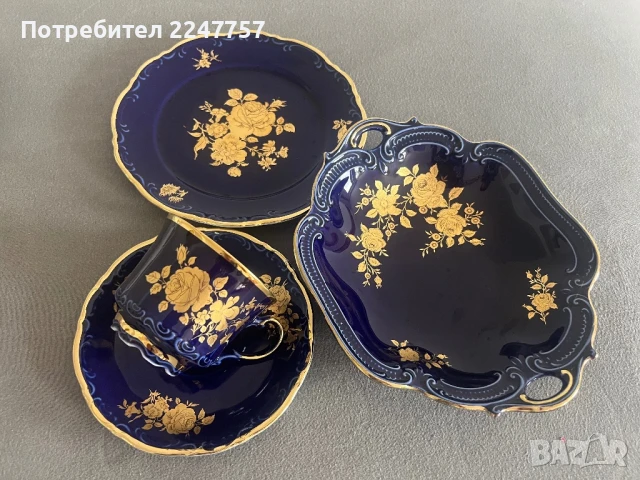 Уникален сет порцелан Echt kobalt с 24K, снимка 1