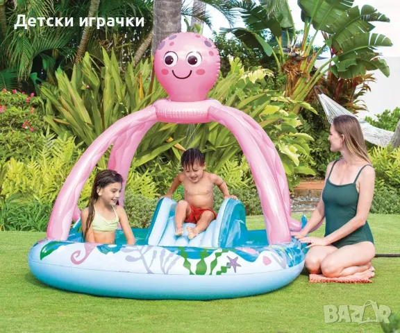 Надуваем център октопод Intex, 234 x 183 см, водна пързалка, PVC, цветен, снимка 5 - Надуваеми играчки - 49925854