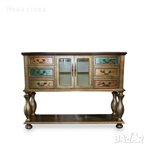 Античен шкаф с 6 чекмеджета 150x40x133 см, снимка 1