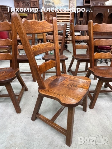 Комплект трапезни столове от дъбов масив, снимка 8 - Столове - 54288032
