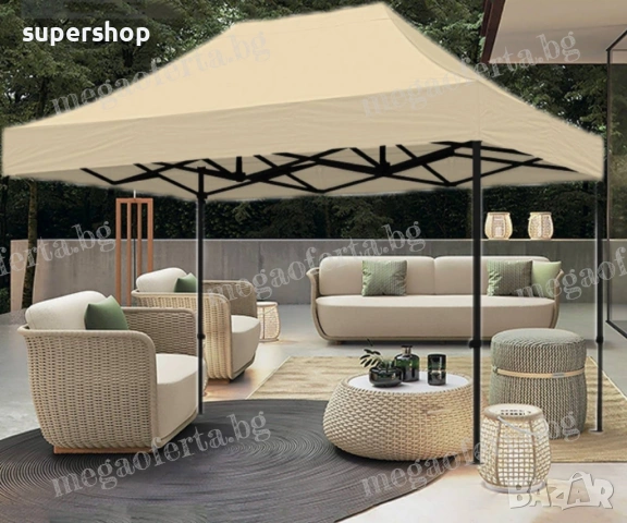 Градинска Шатра 3х4.50 с Усилена Конструкция и Гумирано Покривало, снимка 5 - Градински мебели, декорация  - 53849372