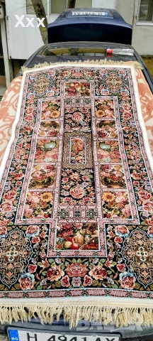 Ръчно тъкан копринен килим.Антика за ценители., снимка 3 - Килими - 53487927