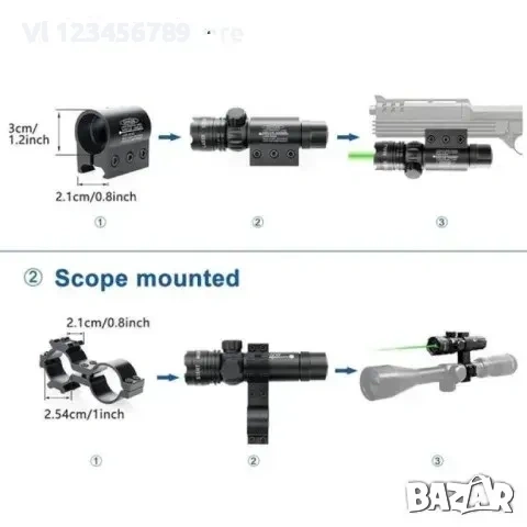 Зелен лазарен бързомер ефективен до 1000 м,, снимка 5 - Оборудване и аксесоари за оръжия - 53833559