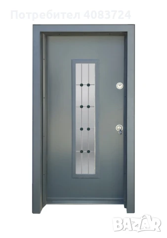 метална врата за къща със стъкло в цвят бяло, антрацит и орех, снимка 5 - Входни врати - 50729804