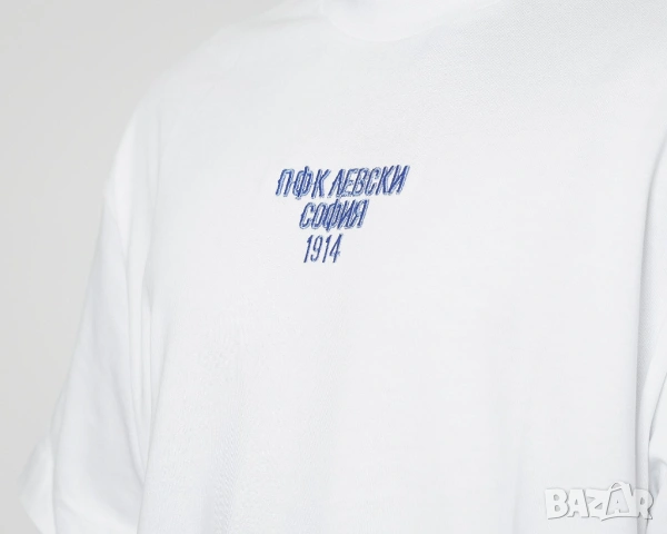 Бяла тениска ,,Левски'' (oversized) Размер - М , снимка 3 - Тениски - 53402147