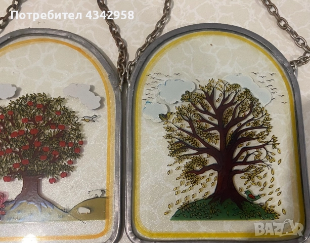 Винтидж.Стъклопис. « Сезони». Германия, снимка 5 - Антикварни и старинни предмети - 52179261