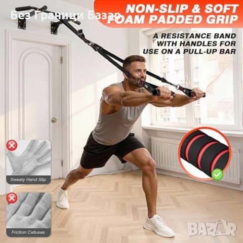 Нови Асистиращи ластици за набирания Heavy Duty Дръжки + ремъци за спорт, снимка 3 - Фитнес уреди - 53683300