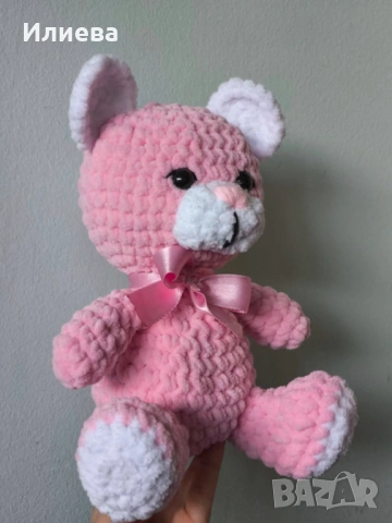 Плетена играчка/ розово мече за подарък, снимка 3 - Други - 54042233