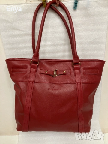 Дамска чанта от еко-кожа Daniel Hechter - червена на цвят, снимка 3 - Чанти - 53456250