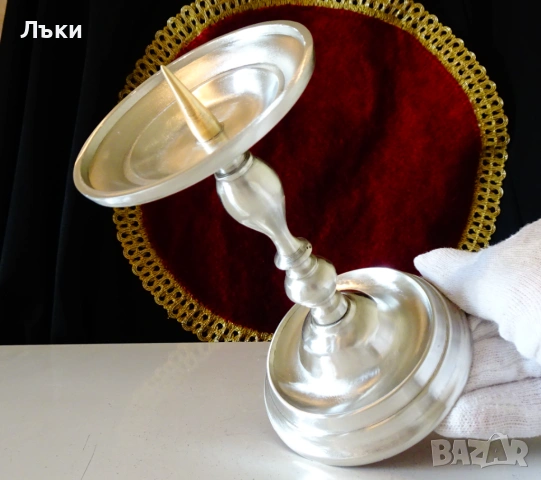 Викториански калаен свещник 370 гр. 