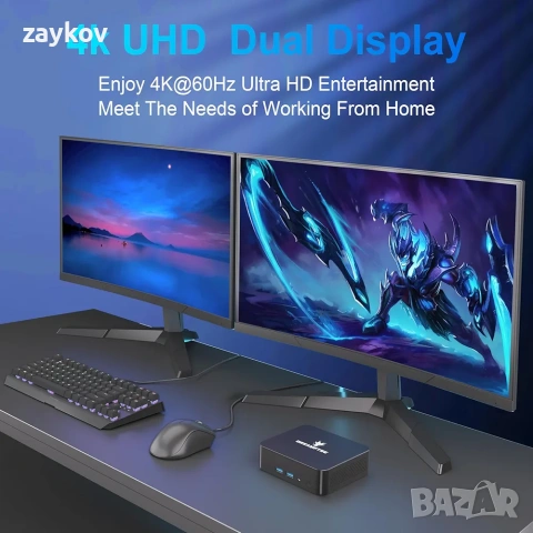 DREAMFYRE Мини PC Компютри 16GB DDR4 512GB SSD, 12-инчов N95 (до 3.4Ghz), Мини компютър, снимка 5 - За дома - 53619994