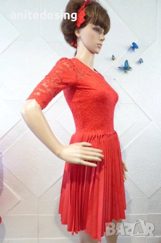 Червена детска рокля за спортни танци с дантела, снимка 4 - Детски рокли и поли - 51218598