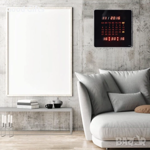Голям Дигитален LED Часовник с Календар и Термометър – Елегантност и Точност, снимка 3 - Друга електроника - 53833088