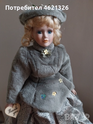 Колекционерска порцеланова кукла винтидж стил нова за декорация, снимка 11 - Декорация за дома - 52043243