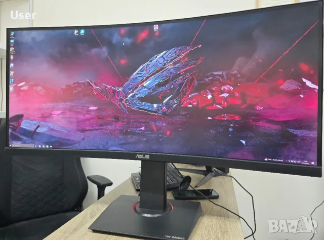 Монитор ASUS VG35VQ Gaming, 35 Инча, VA, UWQHD, 3440 x 1440, 1 ms, снимка 1 - Монитори - 47232254