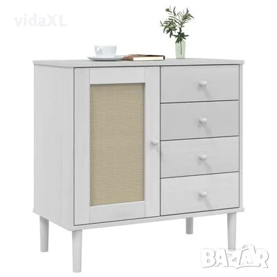 vidaXL Сайдборд "SENJA", ратанова визия, бял, 80x40x80 см, бор масив(SKU:358038), снимка 3 - Други - 48571558