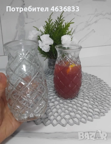 6 бр. стъклени чаши с форма на ананас 