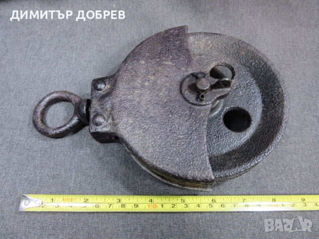 СТАРА РЕТРО МАСИВНА ЧУГУНЕНА СТРОИТЕЛНА МАКАРА, снимка 7 - Антикварни и старинни предмети - 54158815