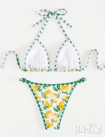 Свеж бански в две части с лимонов принт S и M, снимка 2 - Бански костюми - 51074964