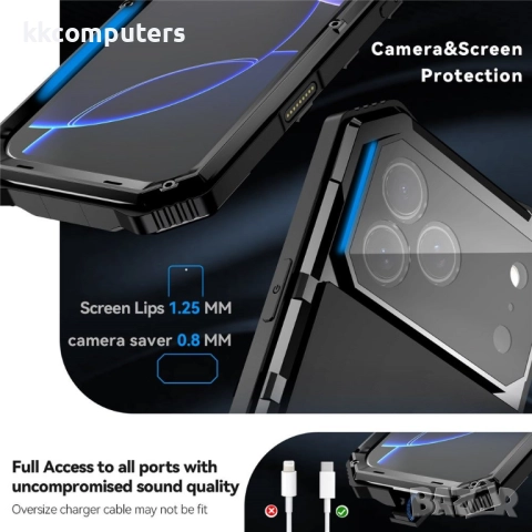 R-JUST Калъф с Протектор за iPhone 17 Pro | Удароустойчив, Водоустойчив (IP54) | Вграден стойка, снимка 9 - Калъфи, кейсове - 52052151