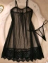 4XL Ефирна черна нощница и прашка , снимка 1