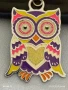 Метален ключодържател с дизайн на бухал 🦉 изобразен в ярки цветове подходящ аксесоар за раници 32532, снимка 2
