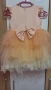 Детска рокля в прасковено с перли и блестящи камъчета, снимка 7