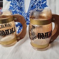 халки за бира Полтава с дървени дръжки, снимка 1 - Чаши - 45714706
