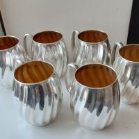 Шест броя чаши (халби)silver plate-вместимост 350 мл.посребрени с вътрешна позлата., снимка 2 - Антикварни и старинни предмети - 45693217