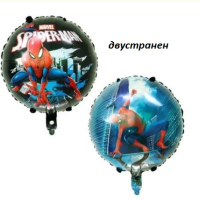 Спайдърмен Spiderman двустранен кръгъл фолио фолиев балон хелий или въздух рожден ден, снимка 1 - Други - 45009709