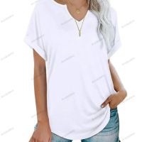 Едноцветна дамска тениска с къси ръкави и свободно деколте, 7цвята , снимка 11 - Тениски - 45127245