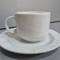 Порцеланови чаши за кафе с чинийка 6 броя! Бял порцелан 80ml! Изчистен сервиз за кафе за заведение, снимка 2 - Сервизи - 45415613
