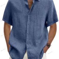 Мъжка ежедневна едноцветна риза с къс ръкав, 9цвята , снимка 7 - Ризи - 45792559