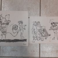 Теньо Пиндарев,карикатура,рисунка,графика,стара картина, снимка 1 - Картини - 37284364