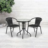 Градински комплект – маса с 2 стола цвят черен и кафяв, снимка 1 - Градински мебели, декорация  - 46191917