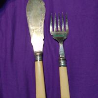 Посребрени   нож и вилица  за риба, снимка 3 - Антикварни и старинни предмети - 45375360