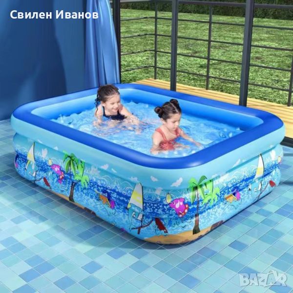 Удебелен детски надуваем басейн, различни размери / Вариант 1: Дължина – 150 см.; Ширина – 105 см.; , снимка 1