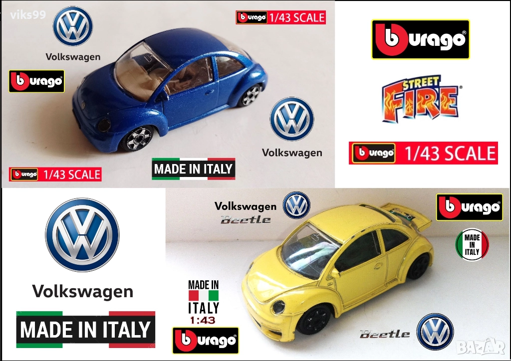 Bburago VOLKSWAGEN New Beetle MADE IN ITALY 1:43, снимка 1