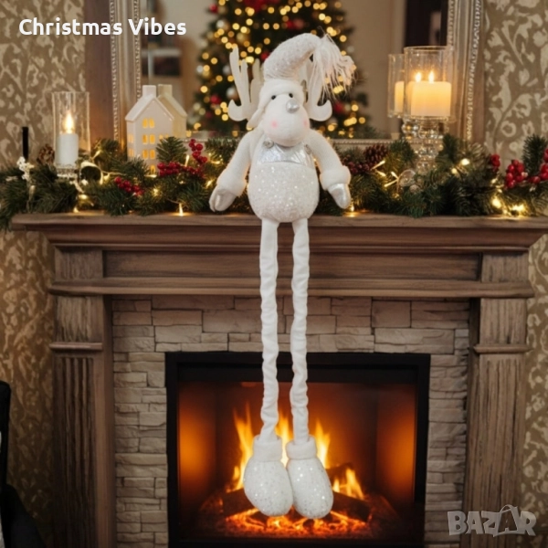 Коледно еленче с опъващи се крачета – 80 см, в три цвята, уютна зимна декорация, снимка 1