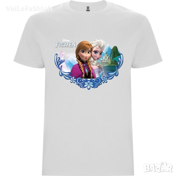 Нова детска тениска с Елза и Ана - Замръзналото Кралство (FROZEN) в бял цвят , снимка 1