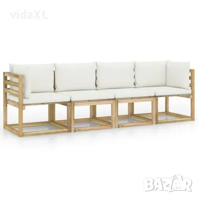 vidaXL 4-местен градински диван с кремави възглавници(SKU:3064999, снимка 1