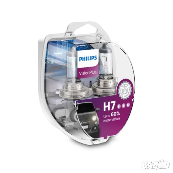 PHILIPS H7 Vision Plus 60% халогенни крушки, снимка 1