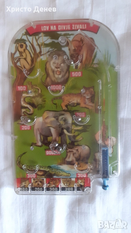 флипер детски с метално топче уникален, от 80-те години на 20-ти век, снимка 1